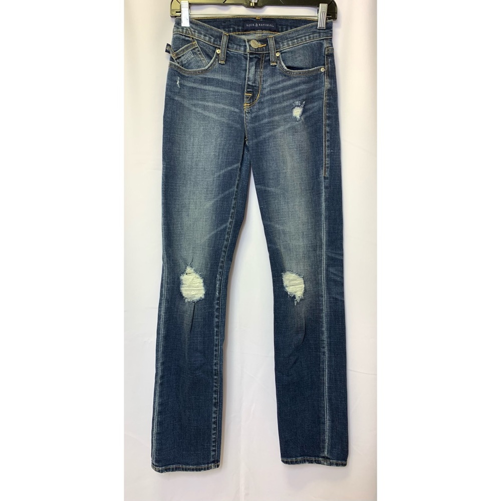 -SOLD-ROCK & REPUBLIC KAIA Mid-Rise Distressed Medium Wash Skinny Jeans Size 2M
